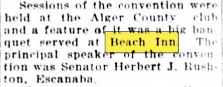 Beach Inn - Sept 1928 Senator Rushton Speaks At Convention